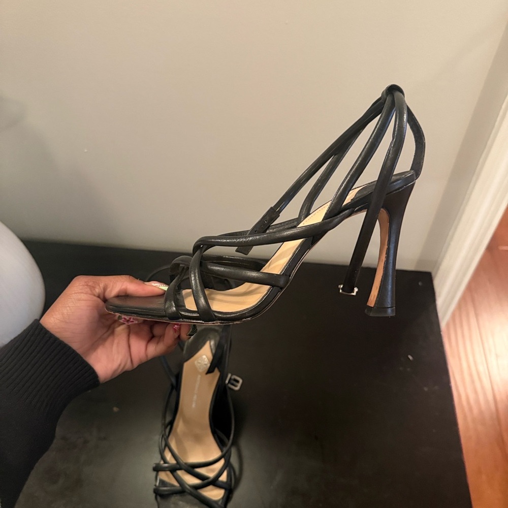 ANTONIO MELANI Black Strappy Lace-Up High Heel Sandals - Picture 3 of 3